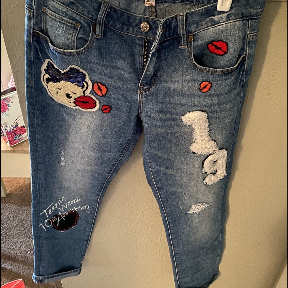 Adorable patchy jeans